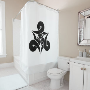 Three looped wild geese, inward-facing shower curtain