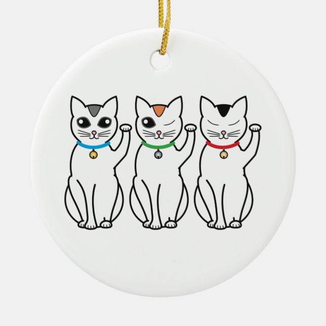 Three lucky cats ornament (Front)