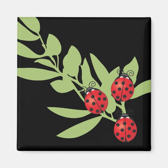 Three Lucky Ladybugs Magnet (Front)