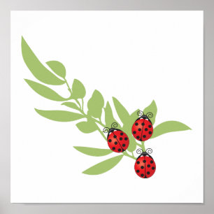 Three Lucky Ladybugs Poster