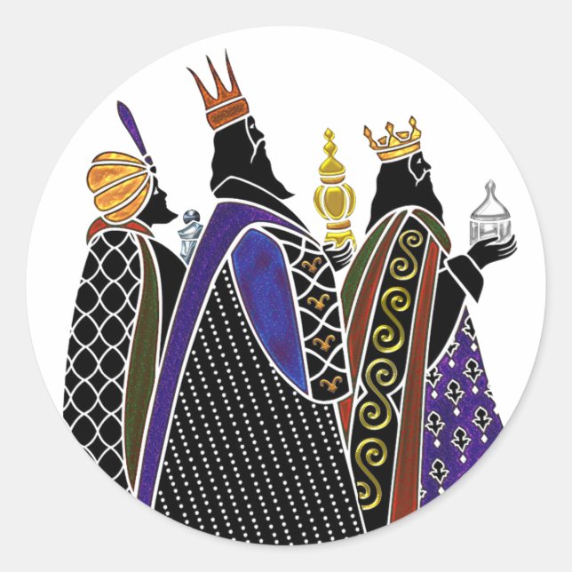 Three Magi Bearing Gifts Classic Round Sticker (Front)