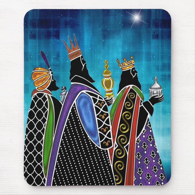 Three Magi Bearing Gifts Under Starry Sky Mouse Mat (Front)