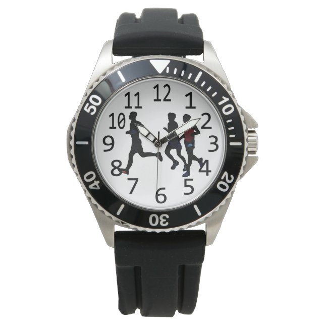 Three male runners running custom watches (Front)