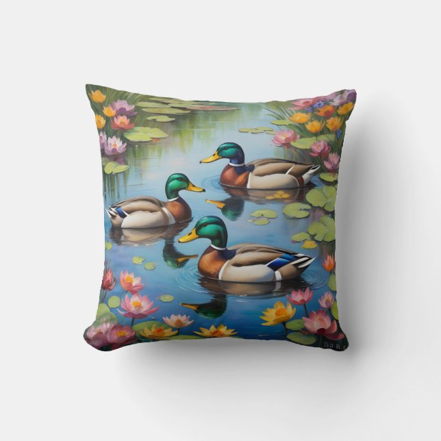 Three mallard ducks cushion (Front)