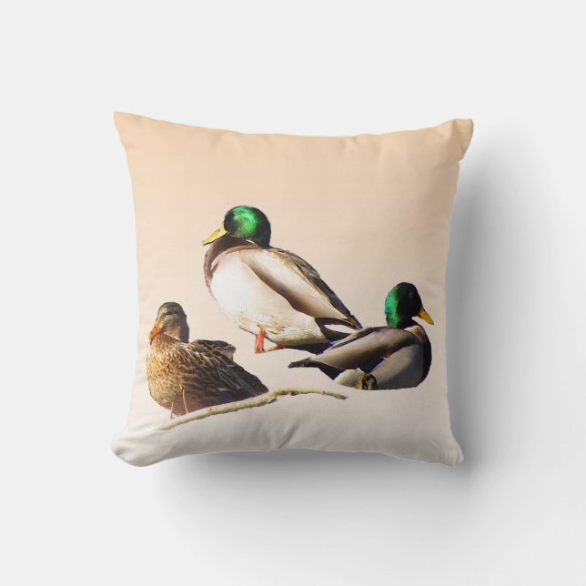 Three Mallard Ducks Cushion (Front)