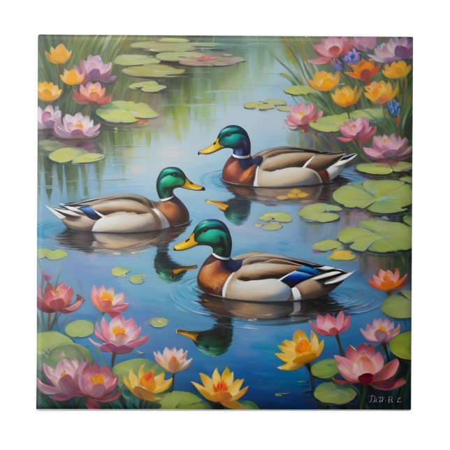 Three mallard ducks tile (Front)