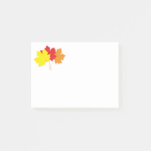 Three maple leaves post-it notes