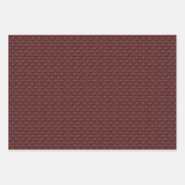 Three Maroon & White Designer Wrapping Sheets Set