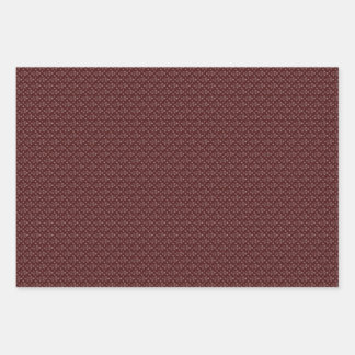 Three Maroon & White Designer Wrapping Sheets Set
