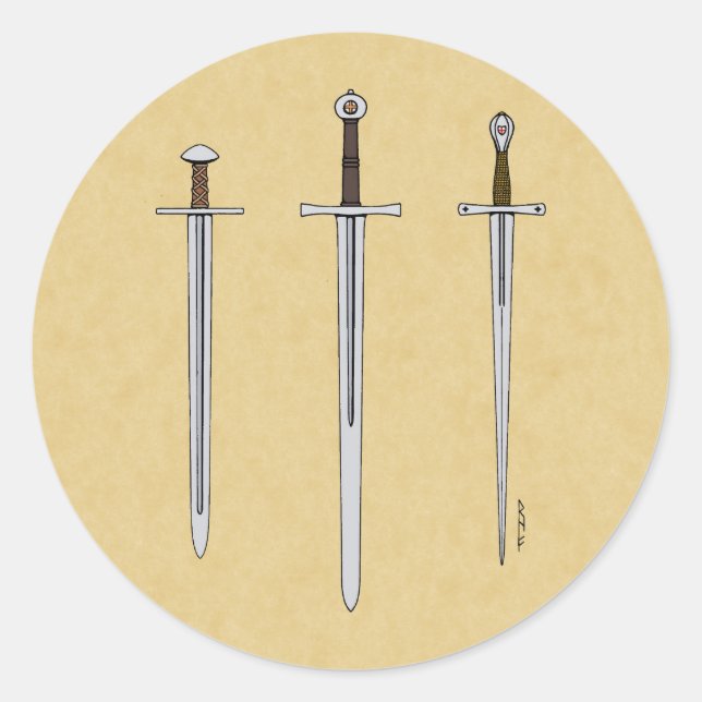 Three Mediaeval Swords 2016 Classic Round Sticker (Front)