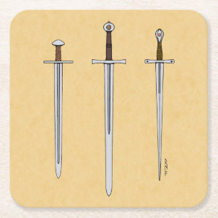 Three Mediaeval Swords 2016 Square Paper Coaster
