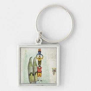 Three men balancing on two gondolas, 1772 key ring