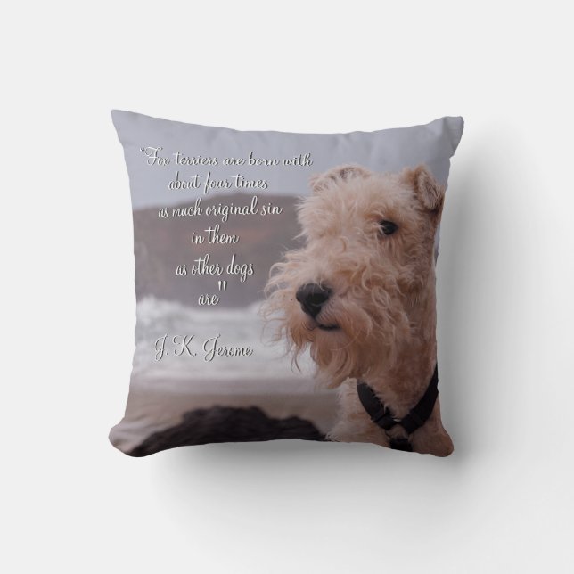 "Three men in a boat" Montmorency wire fox terrier Cushion (Front)