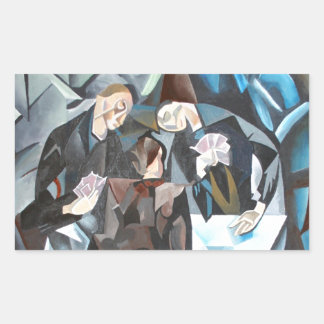 Three Men Playing Cards Geometric Art After Rockl Rectangular Sticker