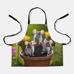 Three Mice In Flower Pots, Apron