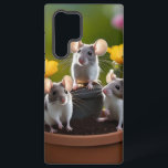 Three Mice In Flower Pots, Samsung Galaxy Case<br><div class="desc">Pictured Are Three Grey And White Mice In Flower Pots.</div>