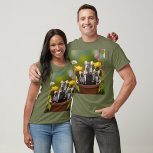 Three Mice In Flower Pots, T-Shirt