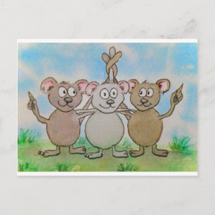 Three Mice Stand United Together Family Friend Postcard