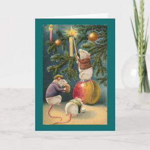 Three Mice Vintage Christmas Card
