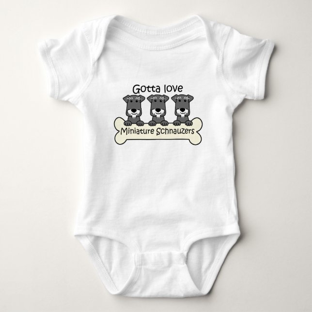 Three Miniature Schnauzers Baby Bodysuit (Front)