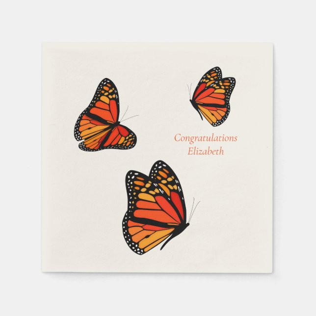 three Monarch Butterflies custom message Napkin (Front)