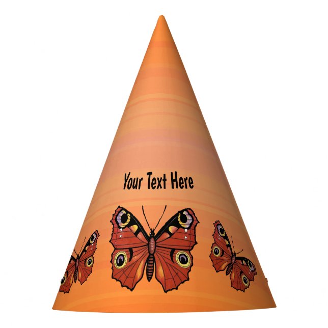 Three Monarch butterflies Pretty Markings Orange Party Hat (Front)