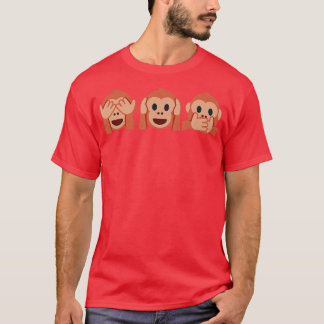 three monkeys Emoticon see hear speak no Evil Emot T-Shirt