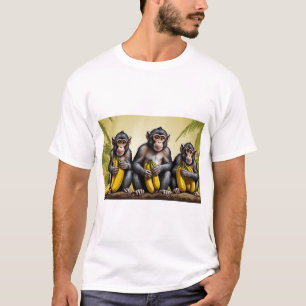 Three Monkeys Holding a Banana T-Shirt