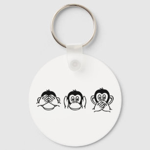 Three monkeys key ring