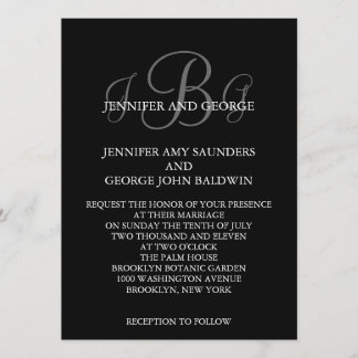 Three Monogram Initials Names Wedding Invitations