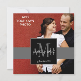 Three Monograms with Photo Wedding Invitations