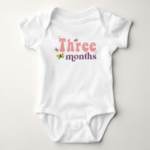Three Months Milestone Blue Baby Bodysuit