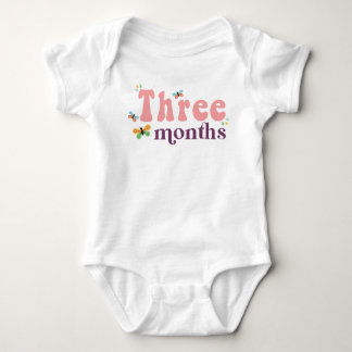 Three Months Milestone Pink Baby Bodysuit