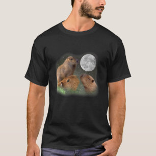 Three Moon Capybaras Funny Cute Animal Parody Pun  T-Shirt