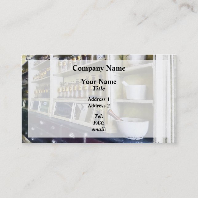 Three Mortar and Pestles in Pharmacy Business Card (Front)