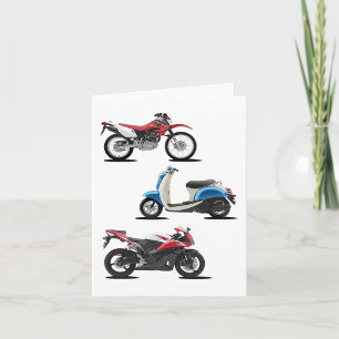 Three Motorcycles Red And Blue Note Cards