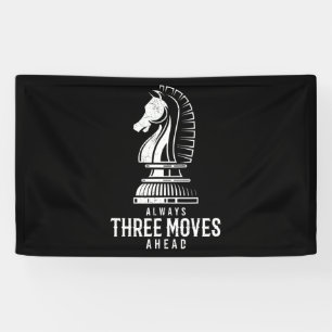 Three Moves Ahead I Chess Matt Game Chess Piece Banner
