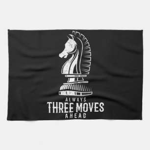 Three Moves Ahead I Chess Matt Game Chess Piece Tea Towel