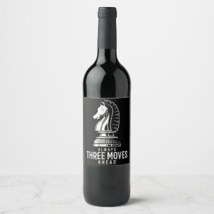Three Moves Ahead I Chess Matt Game Chess Piece Wine Label
