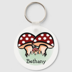 Three Mushrooms Personalised Key Ring
