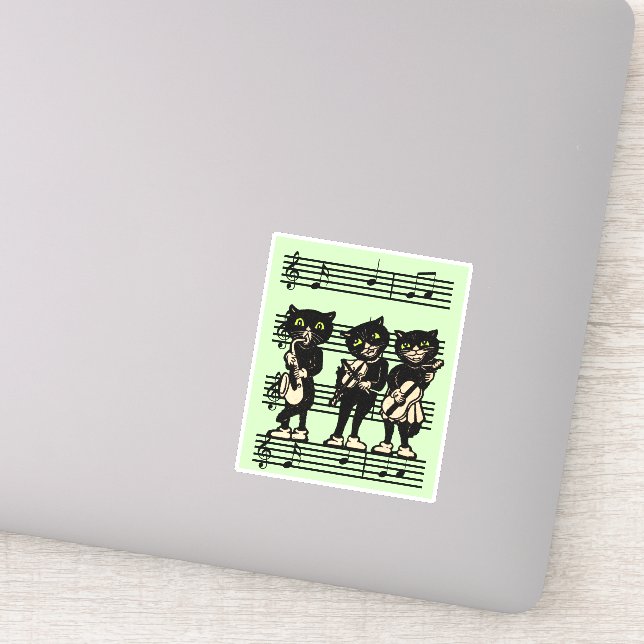 Three Musical Black Cats Sheet Music Green (Detail)