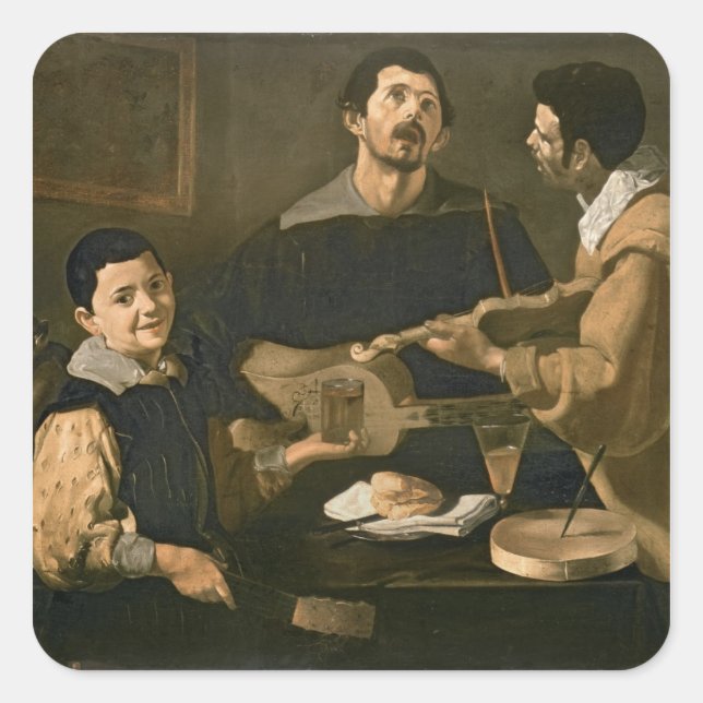 Three Musicians, 1618 Square Sticker (Front)