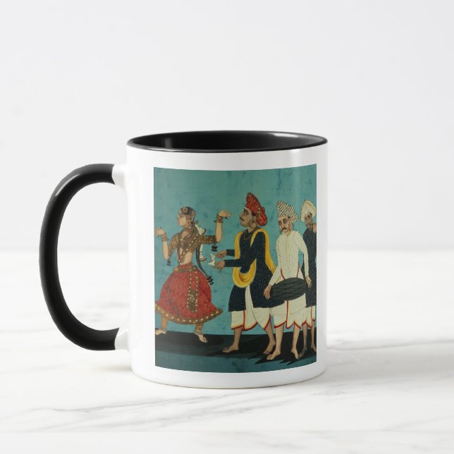 Three musicians and a dancing girl, Tanjore, Tamil Mug (Left)