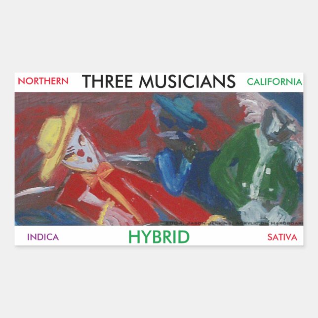 THREE MUSICIANS HYBRID RECTANGULAR STICKER (Front)