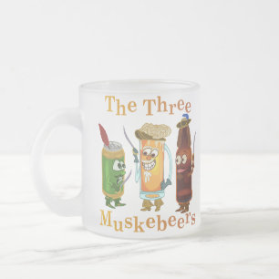 Three Muskebeers Funny Beer Pun Frosted Glass Coffee Mug