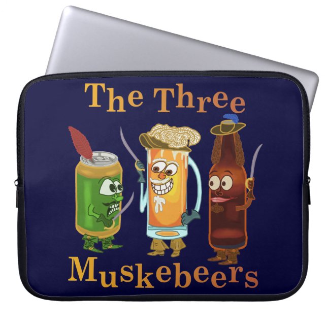 Three Muskebeers Funny Beer Pun Laptop Sleeve (Front)