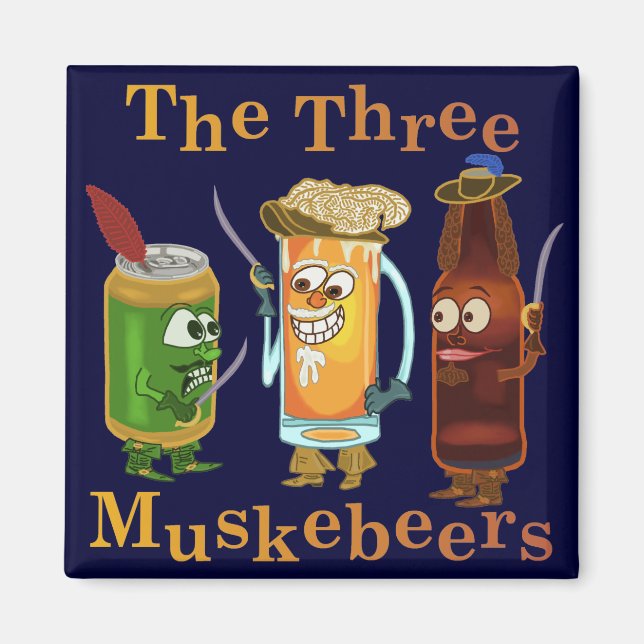 Three Muskebeers Funny Beer Pun Magnet (Front)