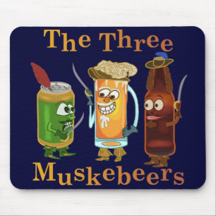 Three Muskebeers Funny Beer Pun Mouse Mat
