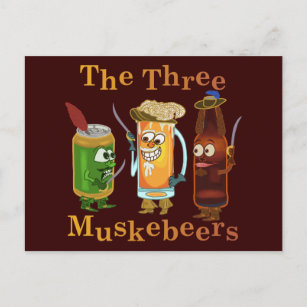Three Muskebeers Funny Beer Pun Postcard