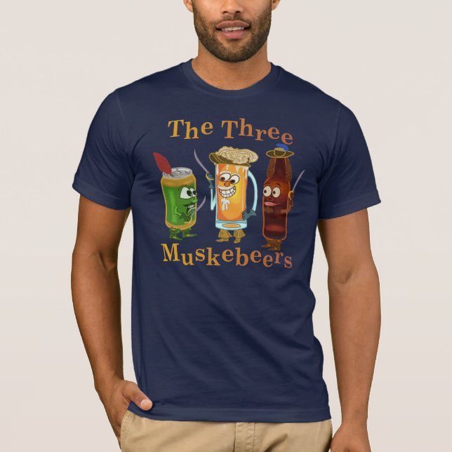 Three Muskebeers Funny Beer Pun T-Shirt (Front)